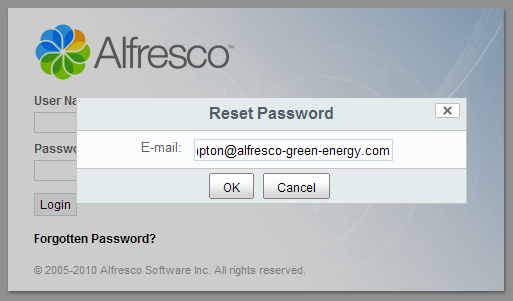 Reset Password Dialog